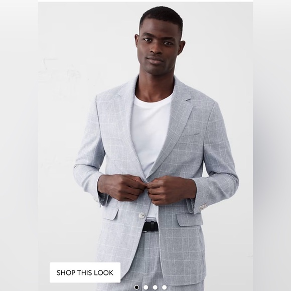 NWT Banana Republic 42L linen blend plaid suit jacket